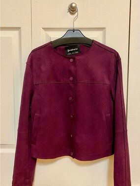 Stradivarius Women's Plum Suede Snap-Front Jacket
